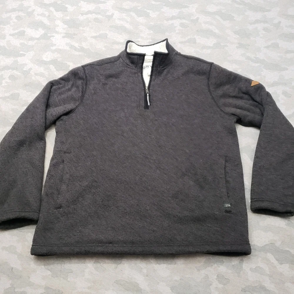 Orvis Sweater Mens Large Gray Quarter Zip Pullover Fleece Outdoor Workwear